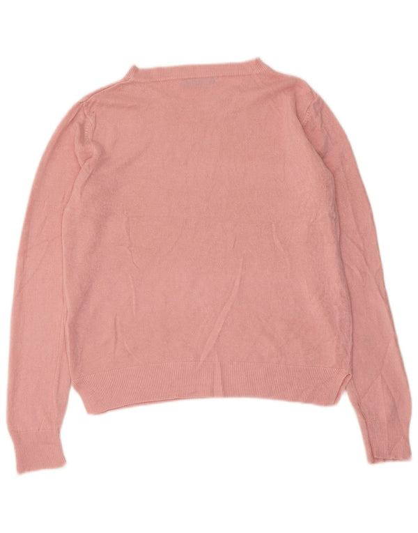 Marks & Spencer Dame Crop Boat Neck Jumper Sweater UK 12 Medium Pink