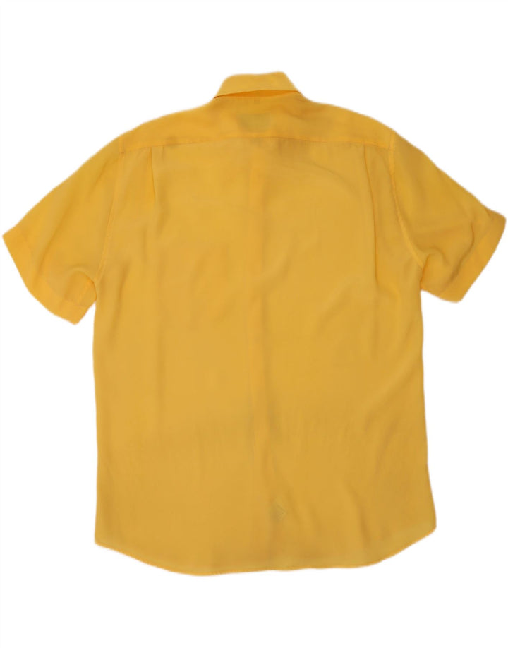 Vintage Mens Short Sleeve Shirt Large Yellow Polyester