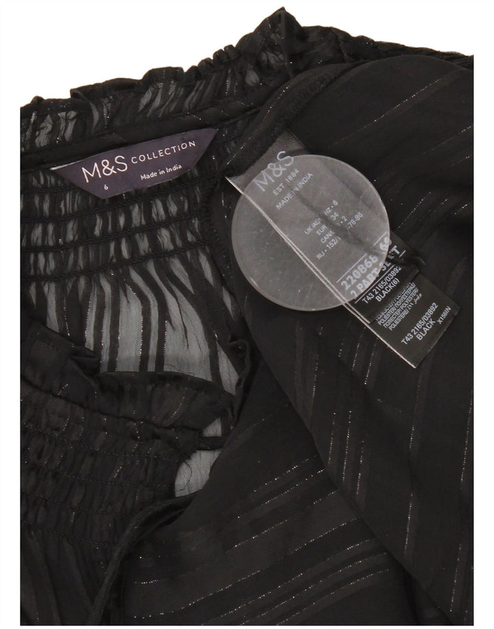 Marks & Spencer Womens Oversized Long Sleeve See Through Top UK 6 XS Black
