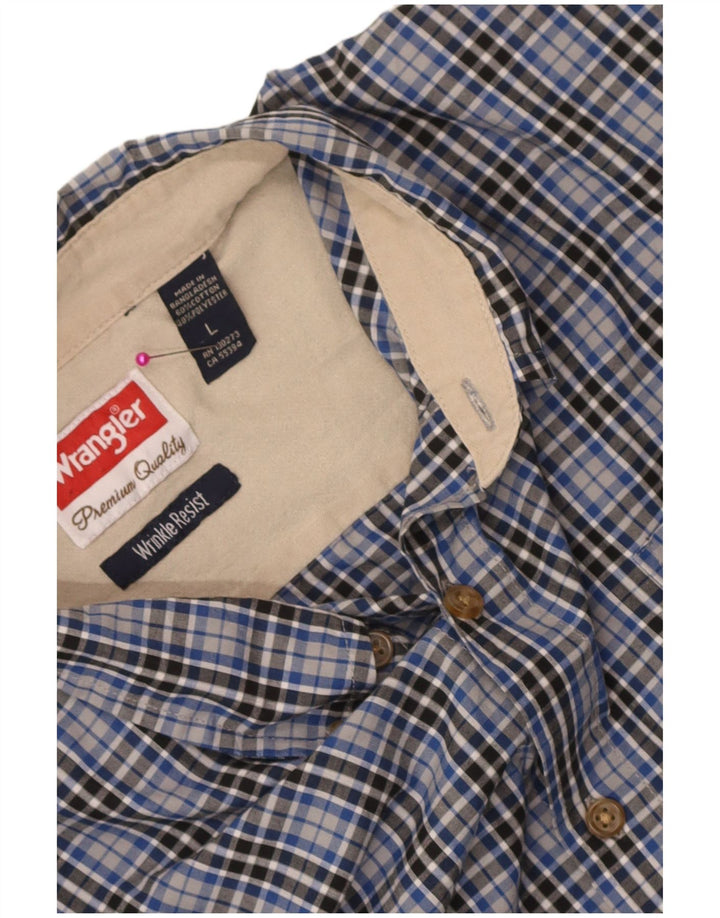 Wrangler Mens Shirt Large Blue Check Cotton