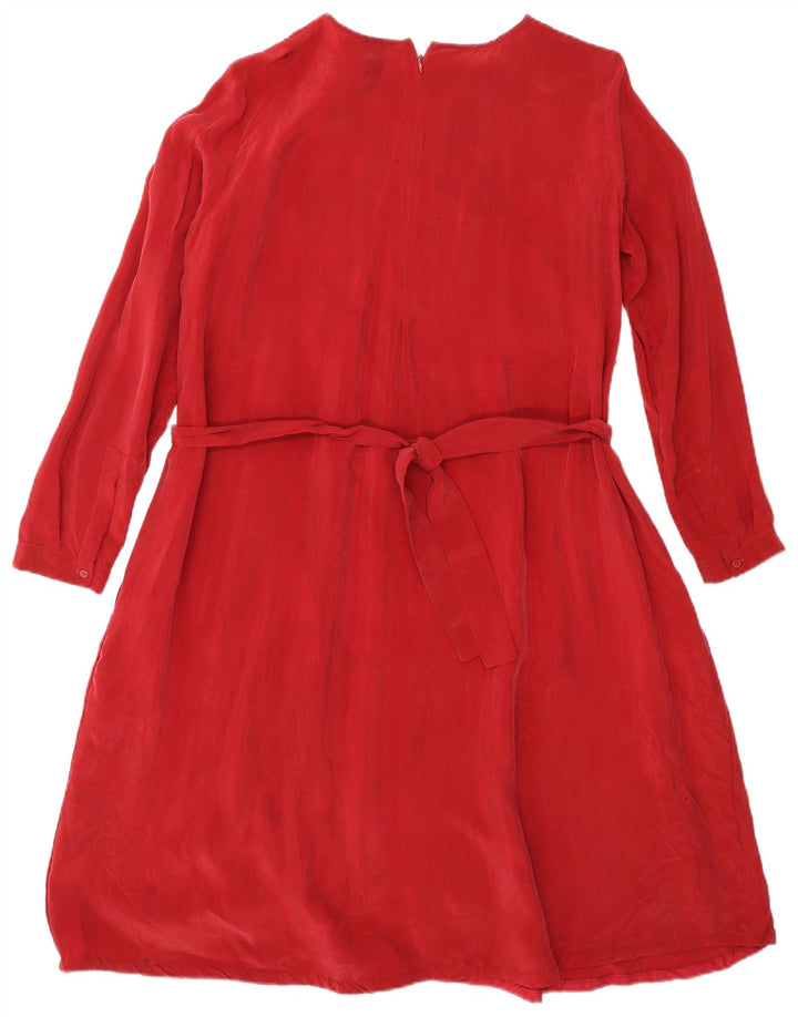 Cos Womens Long Sleeve Loose Fit Basic Dress EU 36 Small Red Cupro