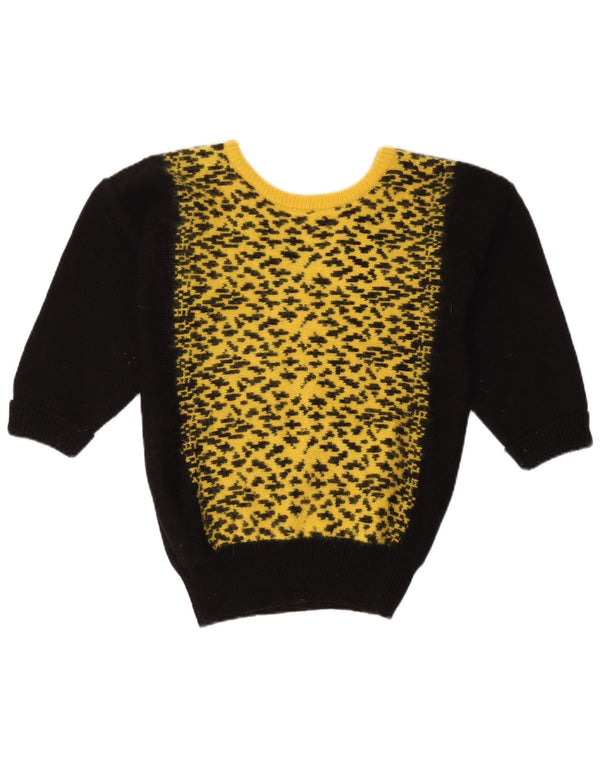 Oui Damen-Pullover mit V-Ausschnitt, UK 14, Mittelschwarz, Farbblock