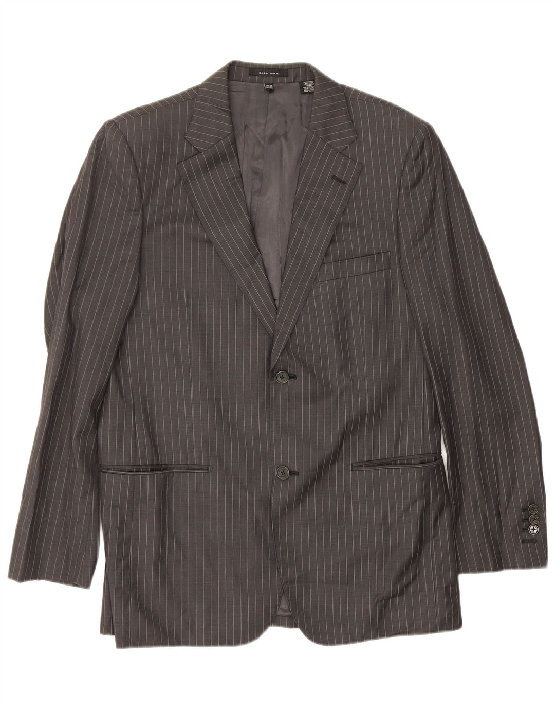 Giacca blazer a 2 bottoni da uomo Zara EU 48 lana gessata grigio medio