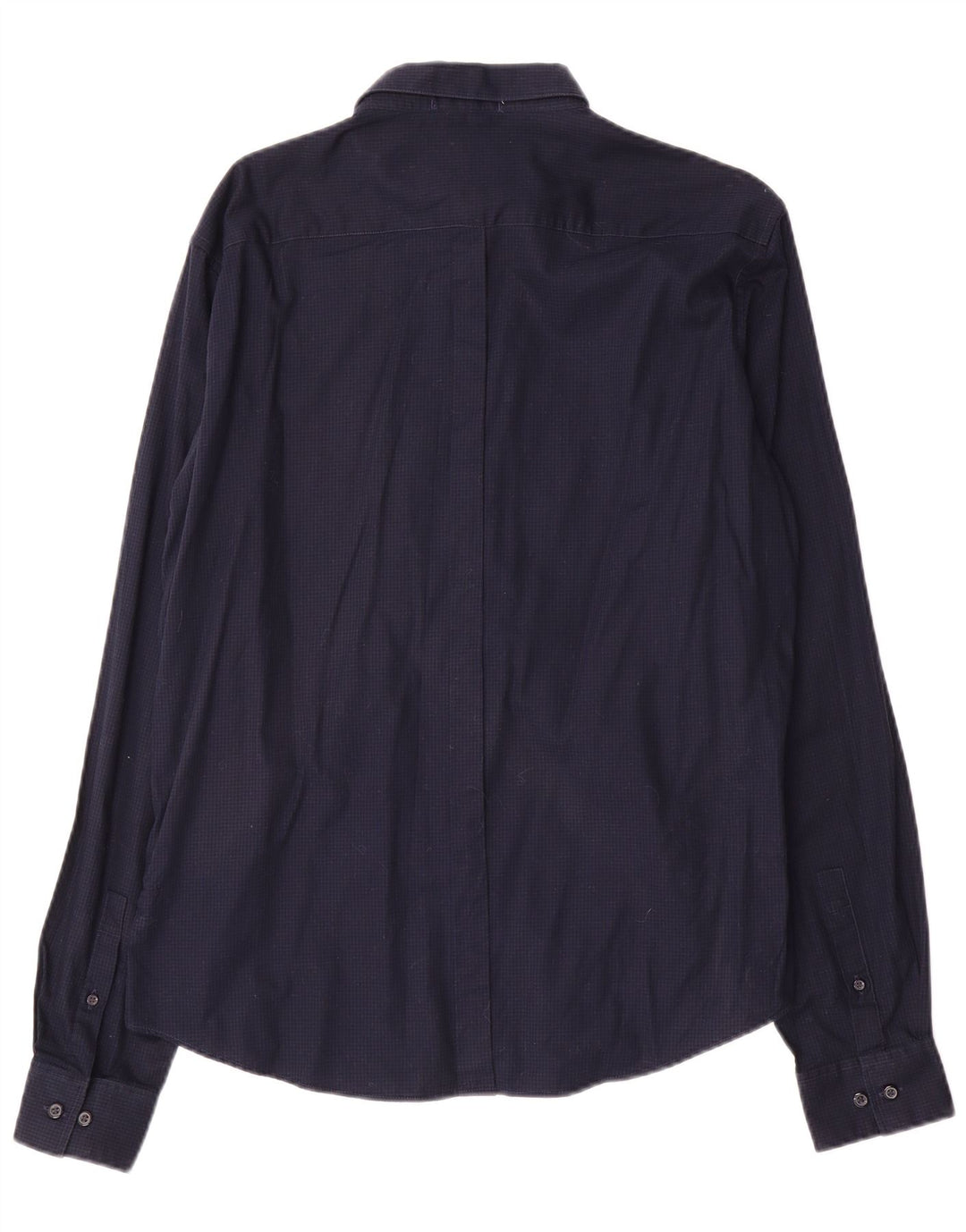 Dkny Mens Shirt Large Navy Blue Gingham Cotton
