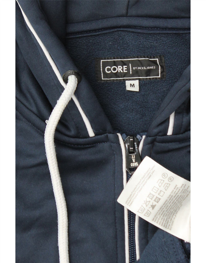 Jack & Jones Mens Graphic Zip Hoodie Sweater Medium Navy Blue Polyester