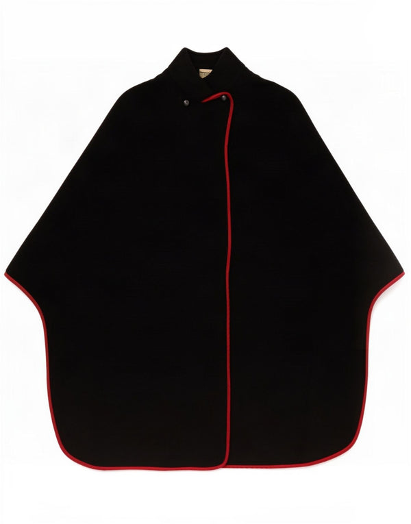 Cappotto mantella vintage da donna UK 14 grande lana nera