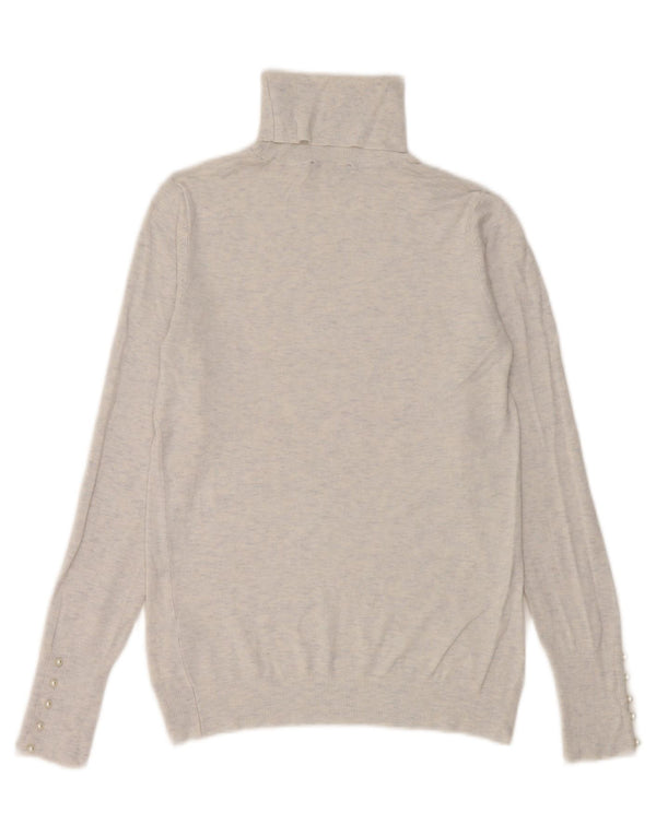 Maglione maglione a collo alto da donna Zara UK 12 Viscosa screziata bianca media