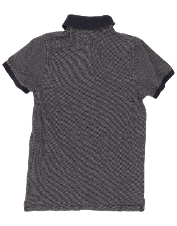 Polo slim fit da uomo Tommy Hilfiger XS in cotone maculato blu navy