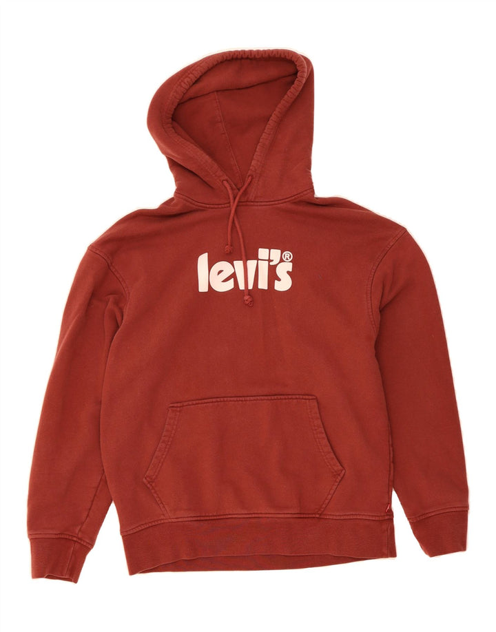 LEVI'S Mens Relaxed Graphic Hoodie Jumper Medium Brown Cotton Vintage Levi's and Second-Hand Levi's from Messina Hembry 