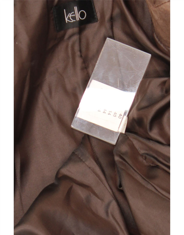 Kello Womens 1 Button Leather Blazer Jacket UK 14 Medium Brown
