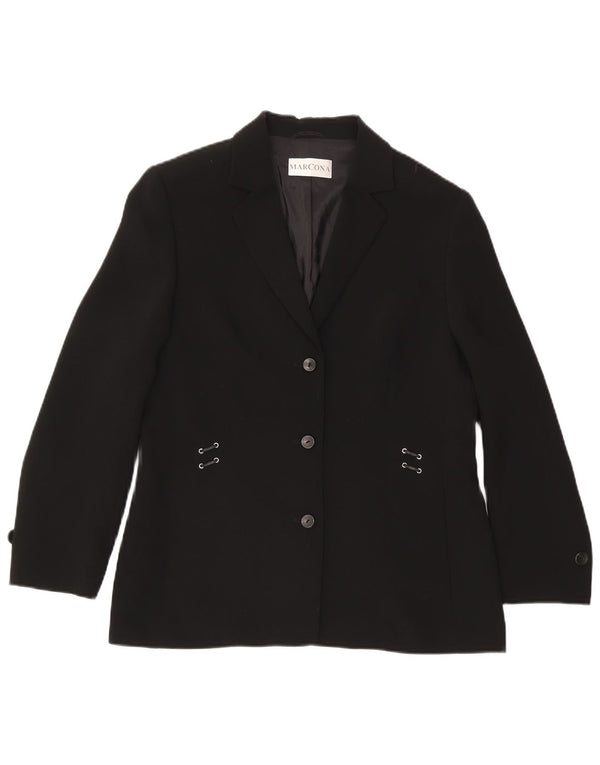 Marcona Damen-Blazerjacke mit 3 Knöpfen, UK 16, Größe L, Schwarz, Polyester