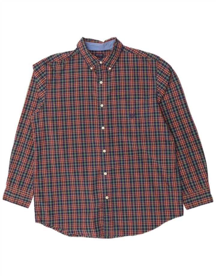 CHAPS Mens Grant Fit Shirt Large Navy Blue Check Cotton