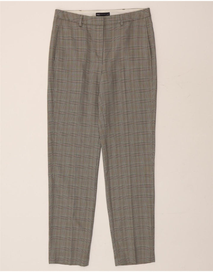 Marks & Spencer Womens Chino Trousers UK 12 Medium W32 L33 Grey Houndstooth