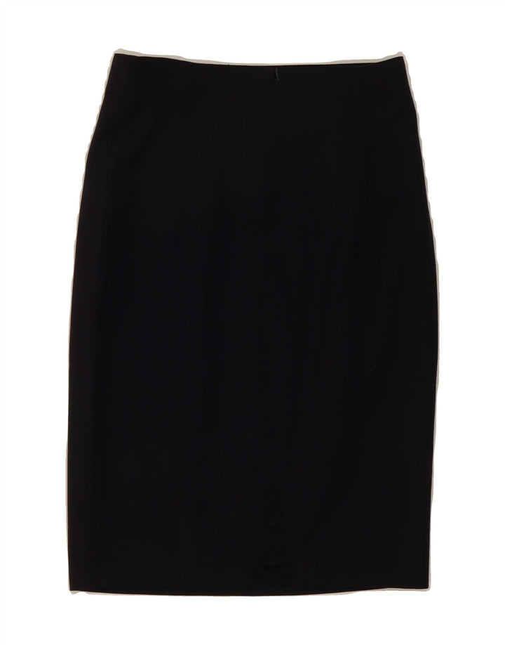 VINTAGE Womens Pencil Skirt W26 Small Navy Blue Wool Vintage Vintage and Second-Hand Vintage from Messina Hembry 