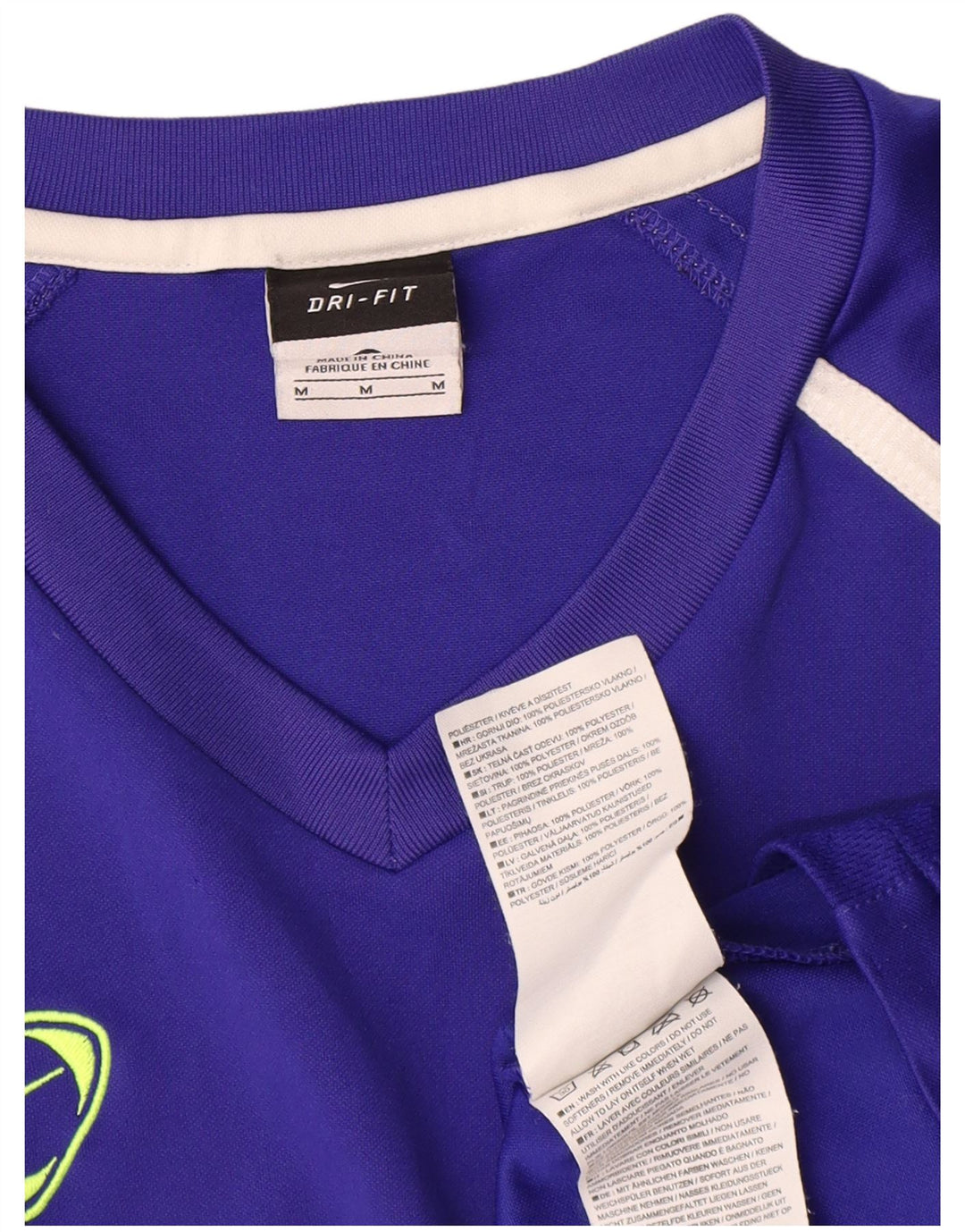 Nike Mens Dri Fit T-Shirt Top Medium Blue Colourblock Polyester