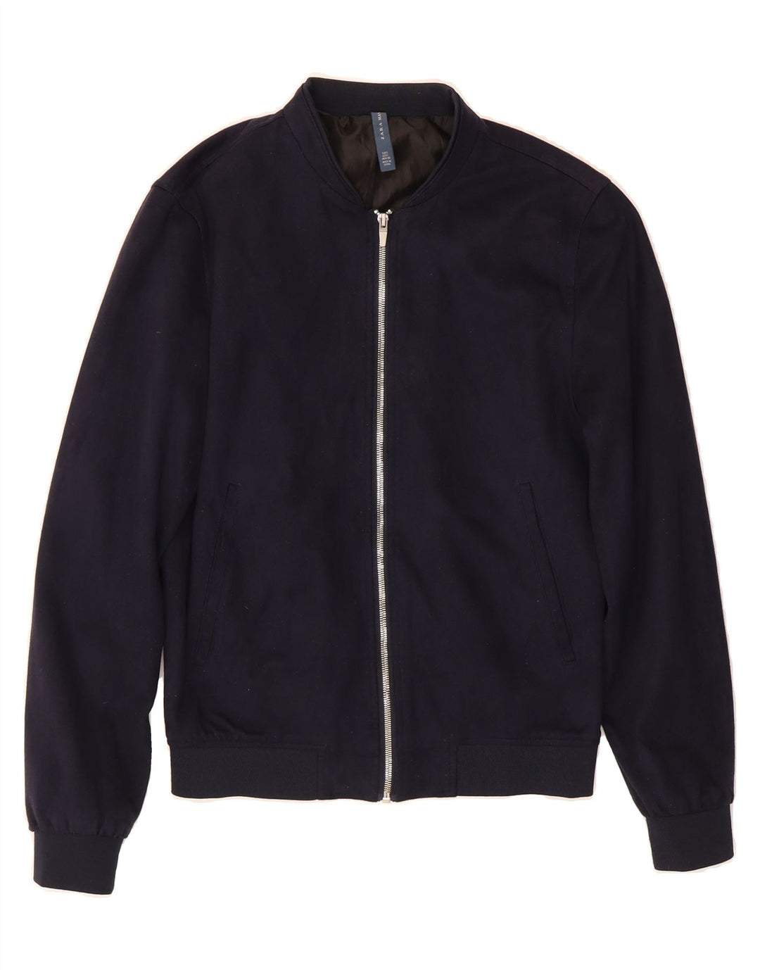 ZARA Mens Bomber Jacket UK 36 Small Navy Blue Polyester Vintage Zara and Second-Hand Zara from Messina Hembry 