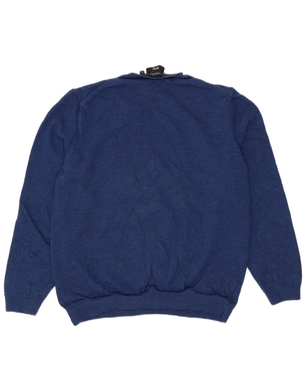 Hugo Boss Boys V-Neck Jumper Sweater 11-12 Years Large Navy Blue