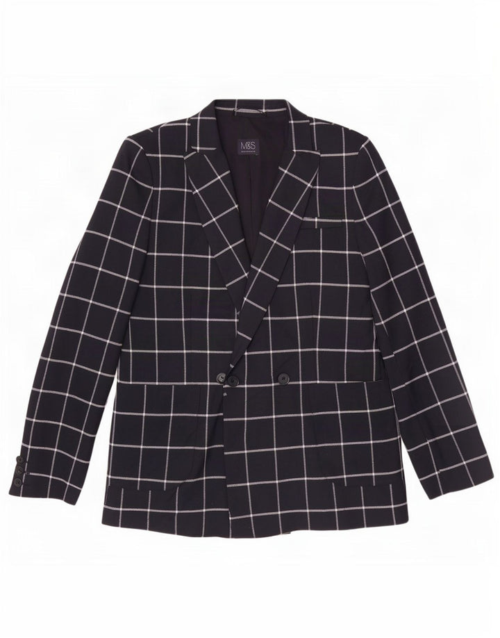 Giacca blazer da donna Marks & Spencer UK 12 medio blu navy a quadri