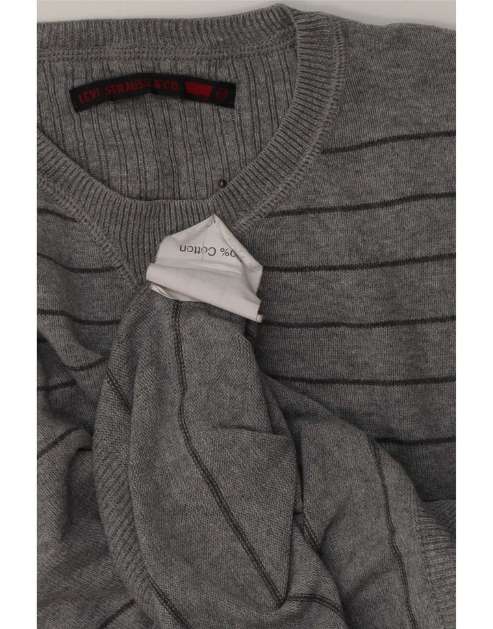 Maglione maglione girocollo da uomo Levi's in cotone a righe grigio medio