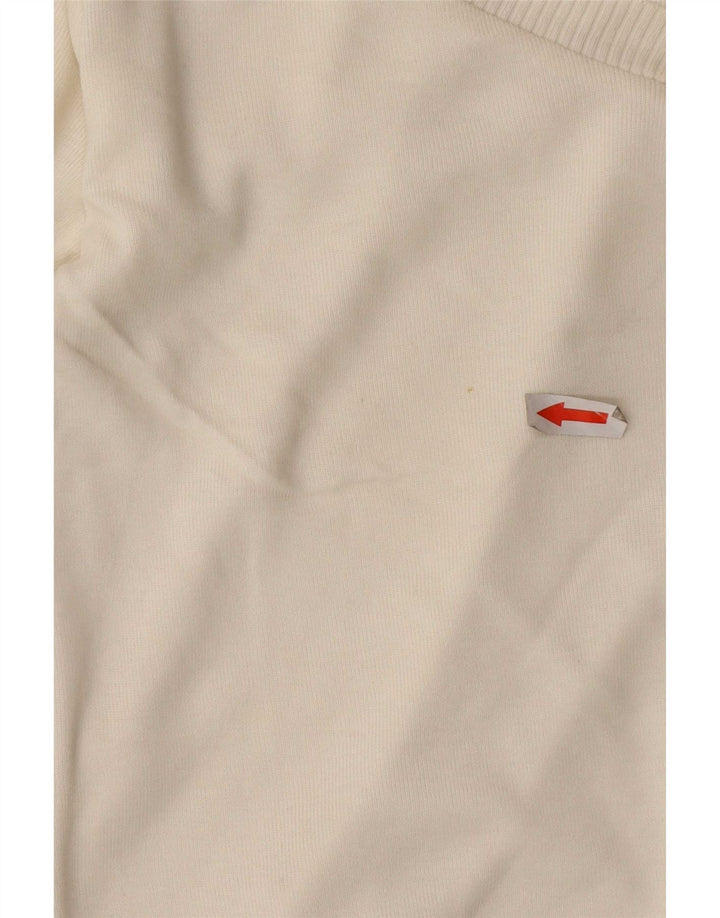 Massimo Dutti Womens Crop V-Neck Jumper Sweater UK 12 Medium Off White