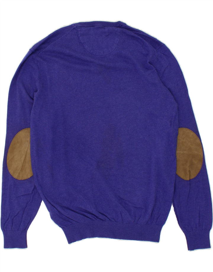MASSIMO DUTTI Womens V-Neck Jumper Sweater UK 14 Medium Blue Cotton Vintage Massimo Dutti and Second-Hand Massimo Dutti from Messina Hembry 