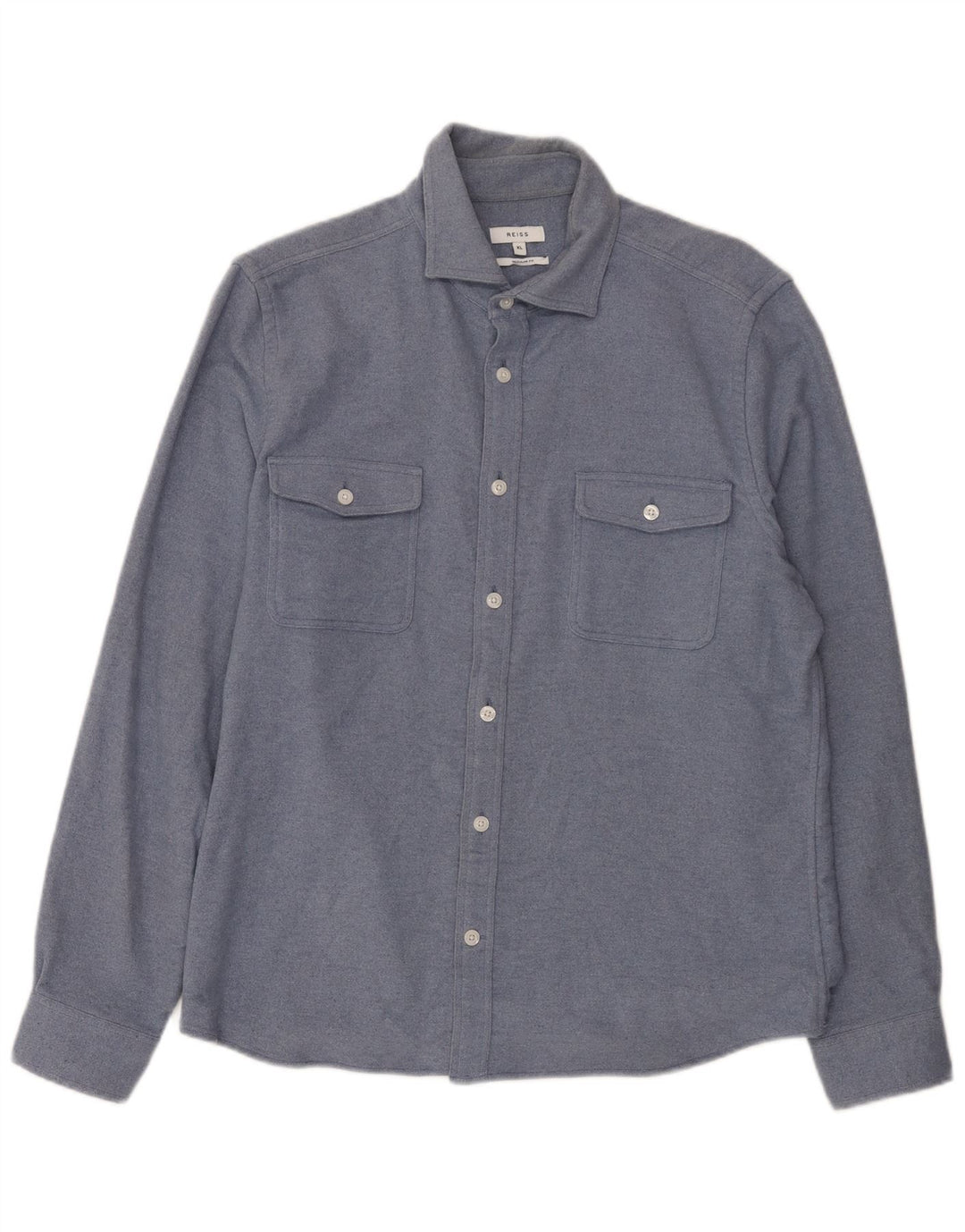 Reiss Mens Regular Fit Shirt XL Blue Cotton