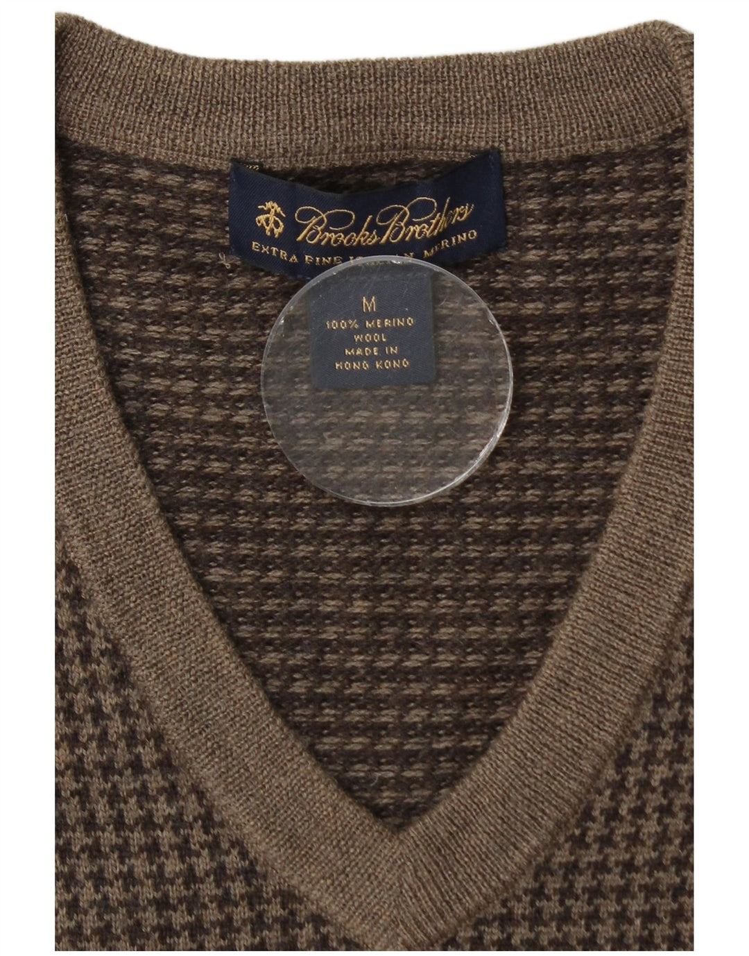 Brooks Brothers Mens Vest Tank Top Medium Brown Houndstooth Merino Wool