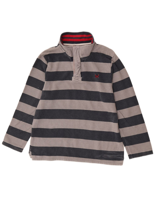 Crew Clothing Felpa con collo con zip da uomo Maglione grigio medio a righe