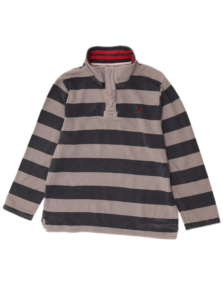Crew Clothing Mens Zip Neck Sweatshirt Jumper Medium Grey Striped