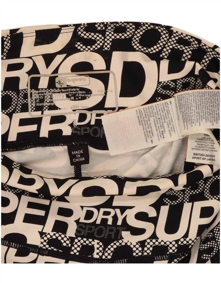 SUPERDRY Womens Graphic Capri Leggings UK 4 XS  Black Polyester