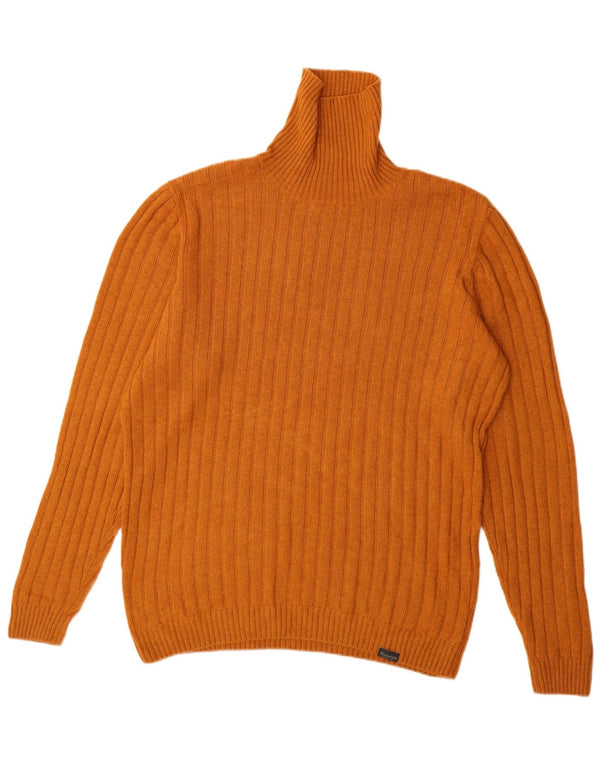 Brooksfield Mens Roll Neck Jumper Sweater IT 52 Large Orange Polyamide