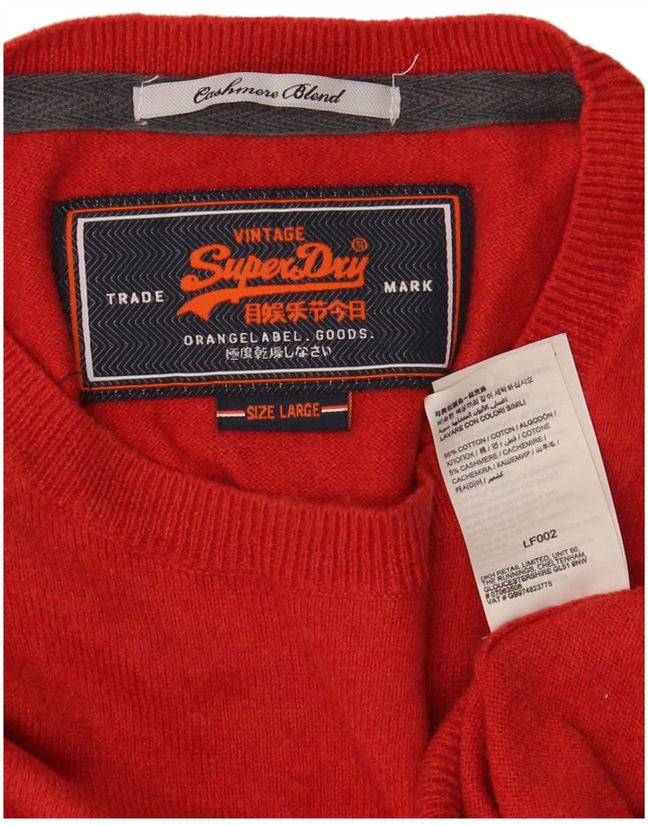 Maglione maglione girocollo da uomo Superdry grande cotone rosso
