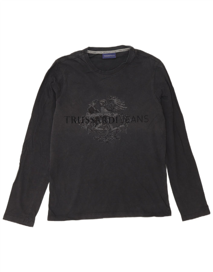 Trussardi Jeans Mens Graphic Top Long Sleeve Small Black