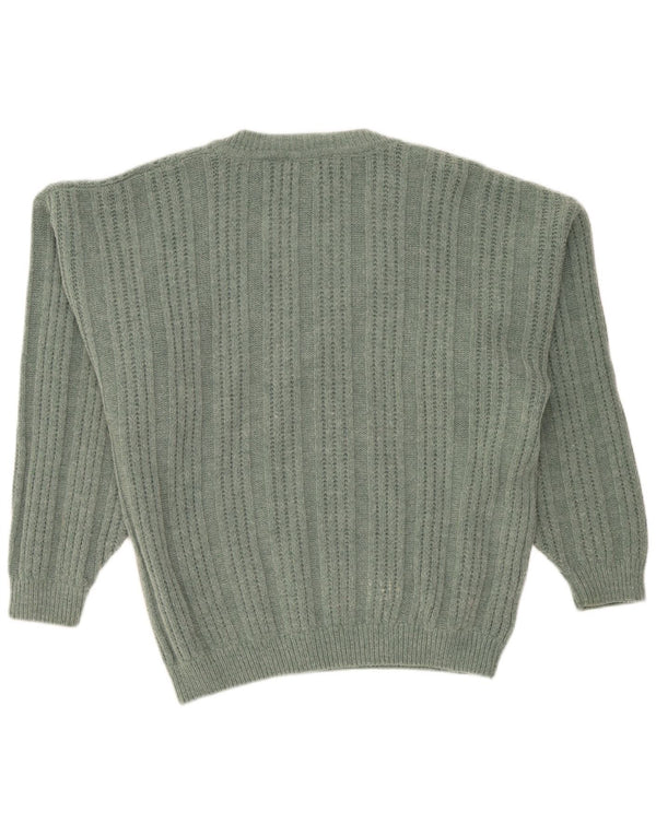 Xavier Mens V-Neck Jumper Sweater XL Green Wool