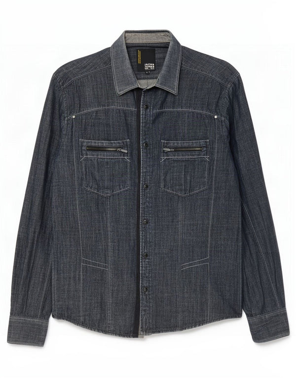 Jack & Jones Mens Denim Shirt Small Navy Blue Cotton