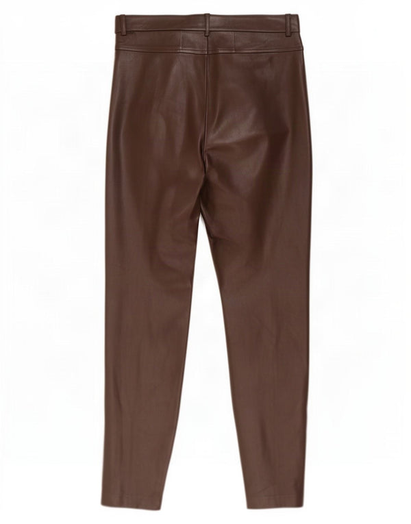 Zara Slim Damen-Hose aus Kunstleder, Größe L, W30, L29, Braun, Polyethylen