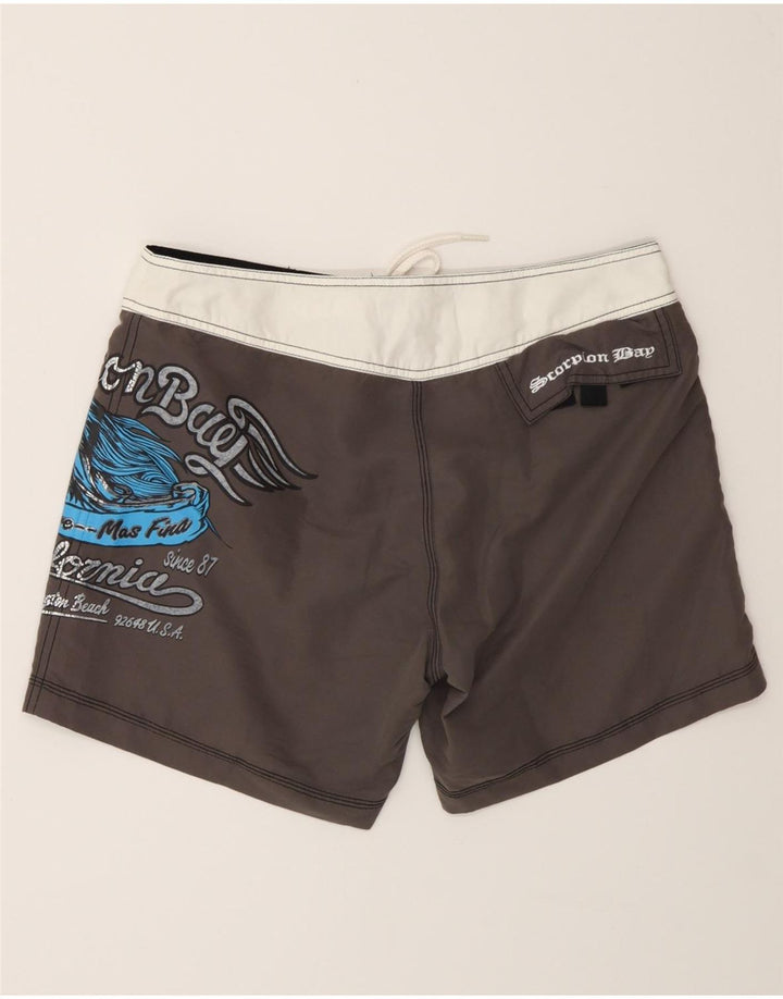 Scorpion Bay Mens Graphic Swimming Shorts Medium Grey Colourblock