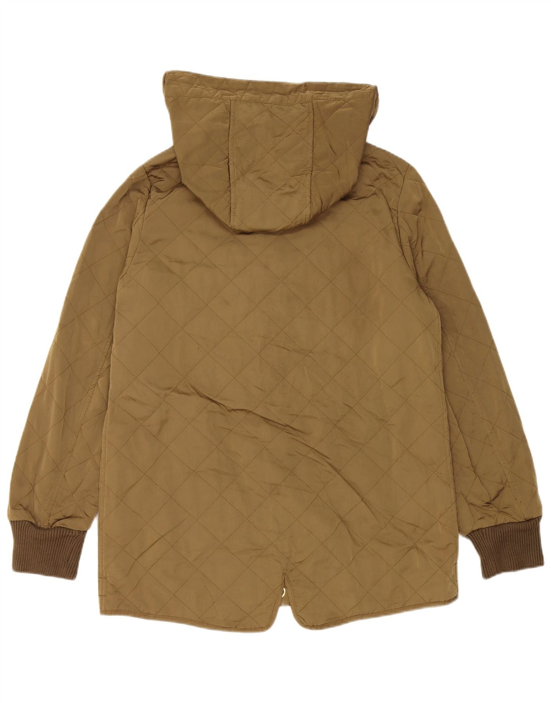 ZARA Womens Hooded Quilted Jacket UK 14 Medium Khaki Polyester