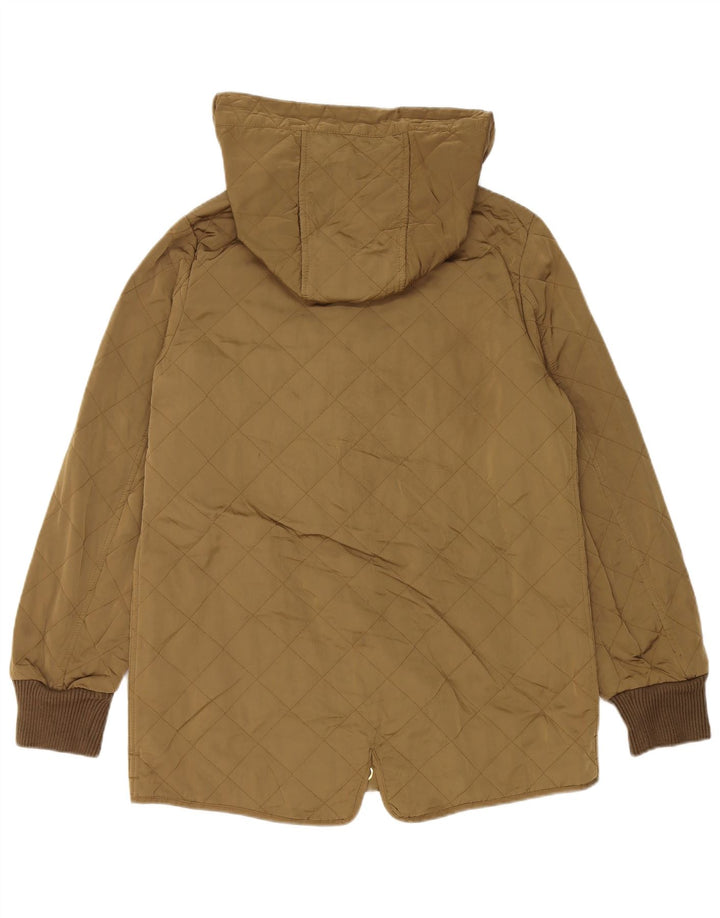 ZARA Womens Hooded Quilted Jacket UK 14 Medium Khaki Polyester
