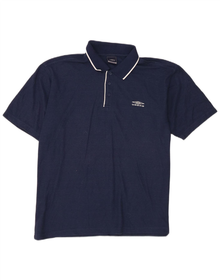 Umbro Mens Polo Shirt Large Navy Blue Polyester