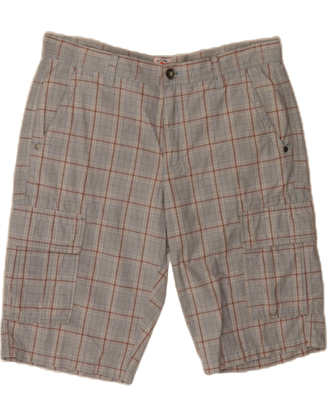 BLUE SIDE Mens Cargo Shorts IT 52 XL W38  Blue Check Cotton Vintage Blue Side and Second-Hand Blue Side from Messina Hembry 