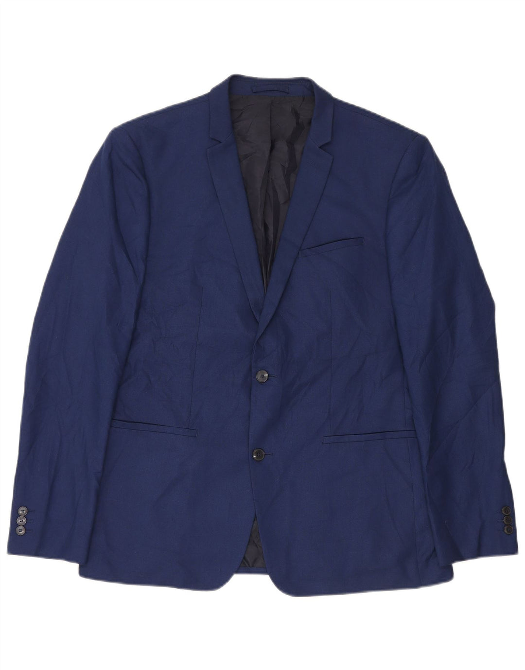 Zara Mens 2 Button Slim Fit Blazer Jacket EU 54 XL Navy Blue
