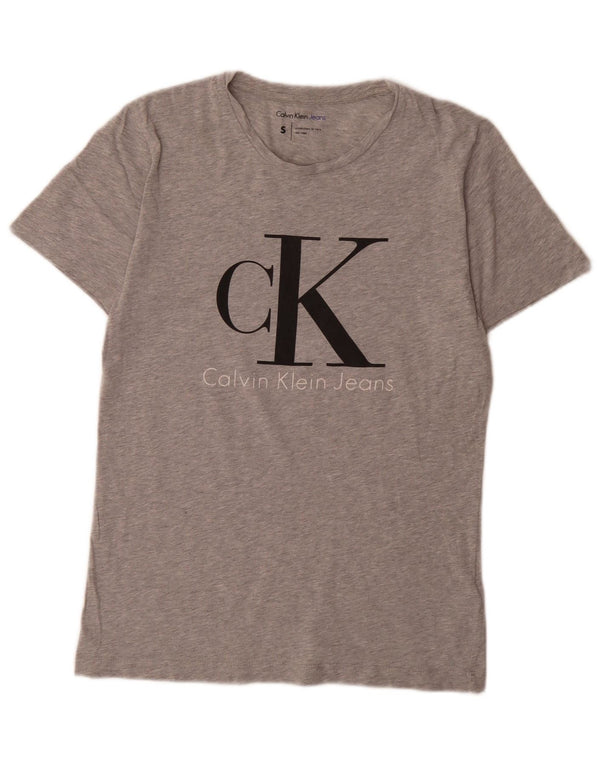 T-shirt grafica da uomo Calvin Klein Jeans Top in cotone chiazzato grigio piccolo