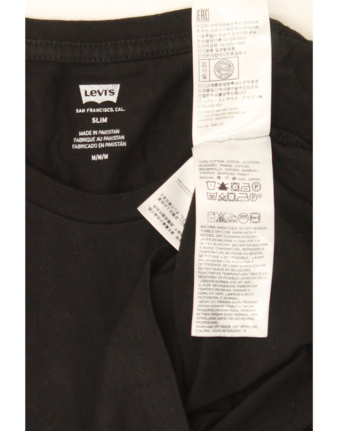 LEVI'S Womens Slim T-Shirt Top UK 12 Medium Black Cotton Vintage Levi's and Second-Hand Levi's from Messina Hembry 