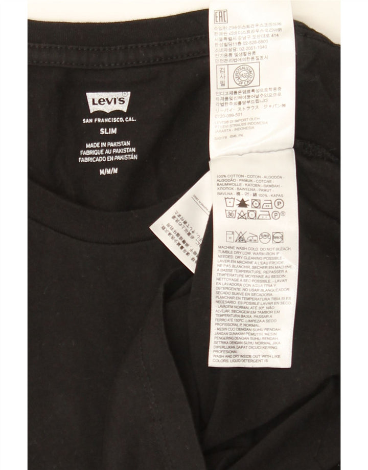 LEVI'S Womens Slim T-Shirt Top UK 12 Medium Black Cotton Vintage Levi's and Second-Hand Levi's from Messina Hembry 