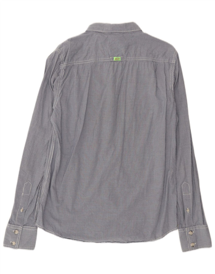Superdry Mens Shirt Medium Navy Blue Gingham Cotton