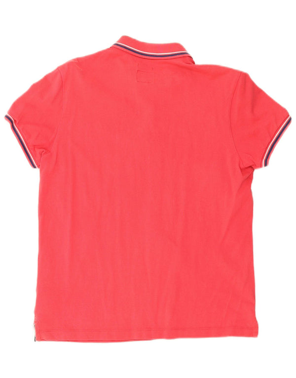 Henry Cottons Herren-Poloshirt in schmaler Passform, mittelrot, gestreift, Baumwolle