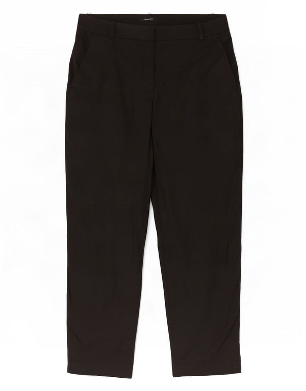 Massimo Dutti Womens Cropped Trousers EU 40 Medium W30 L25 Black Linen