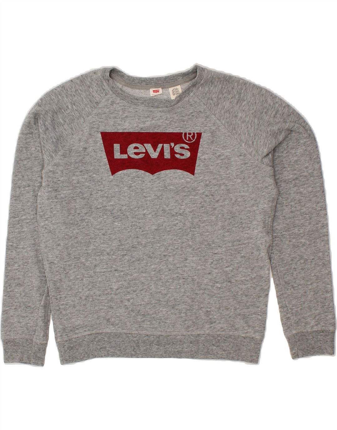 LEVI'S Womens Graphic Sweatshirt Jumper UK 14 Medium Grey Cotton Vintage Levi's and Second-Hand Levi's from Messina Hembry 