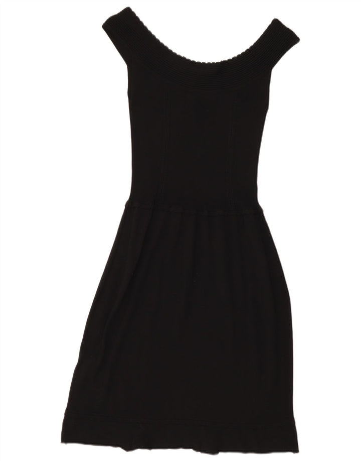 Liu Jo Womens Off Shoulder Dress IT 44 Medium Black Viscose